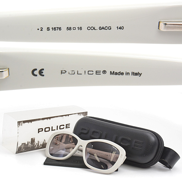 ポリス サングラス メンズ ブラウングラデーションカラーレンズ セルフレーム ホワイト POLICE S1676 COL.0ACG 中古