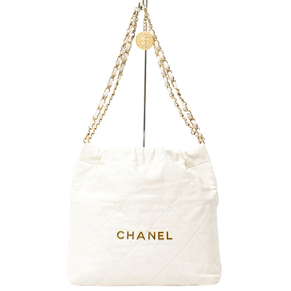 シャネル バッグ レディース CHANEL22 スモールハンドバッグ チェーンショルダー カーフ ホワイト CHANEL AS3260 中古