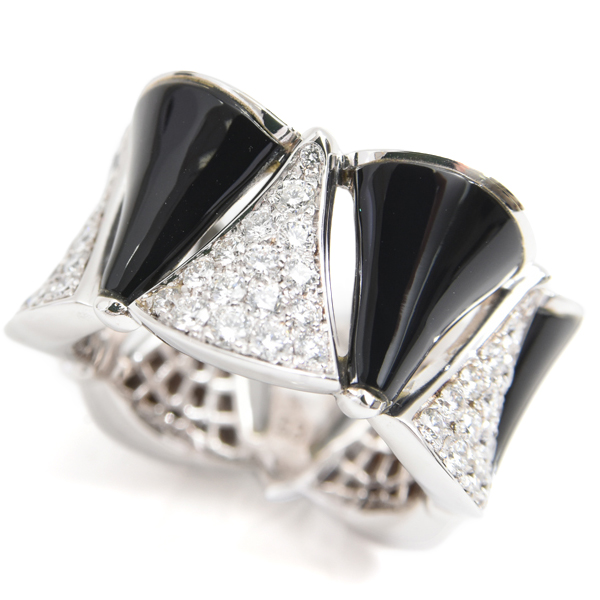 ブルガリ 指輪 レディース ディーヴァドリーム オニキス ダイヤ リング 53号 ホワイトゴールド BVLGARI 750WG 中古