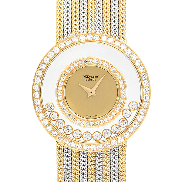 ショパール 時計 メンズ ハッピーダイヤモンド 2重ダイヤベゼル 12Pムービングダイヤ ゴールド 750YG×WG Chopard 212684-0001 中古