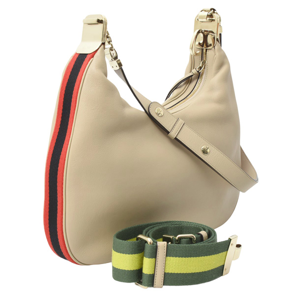 グッチ バッグ レディース アタッシェ ミディアム ショルダーバッグ ベージュ レザー GUCCI 702823 中古