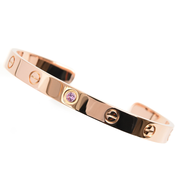 カルティエ ブレス レディース ラブ オープン バングル ブレス 1Pピンクサファイア 17サイズ ピンクゴールド Cartier 750PG 中古