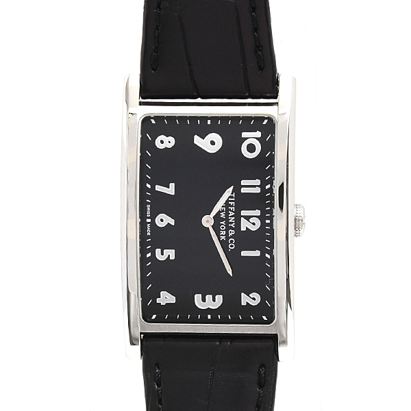 ティファニー 時計 レディース イーストウエスト ブラック文字盤 電池式 ステンレス TIFFANY 34677352 SS 中古