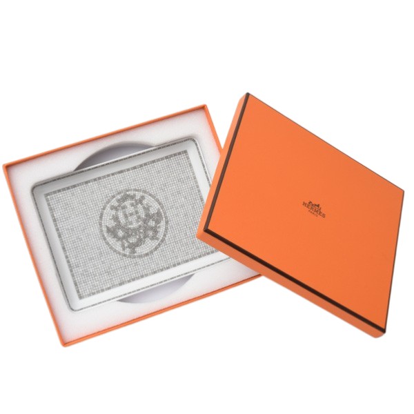 エルメス ブランド小物 レディース 長方形皿 トレイ モザイク ヴァンキャトル プラチナ 16cm×12cm 未使用展示品