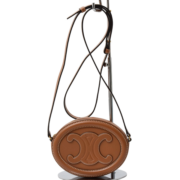 セリーヌ バッグ レディース クロスボディオーバルパース トリオンフ キュイル ショルダーバッグ カーフレザー ブラウン CELINE 10I703DPQ.04LU 中古