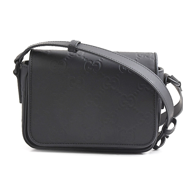 グッチ バッグ レディース メンズ GGラバーエフェクト スーパーミニバッグ ショルダーバッグ ブラック GUCCI 794062 中古