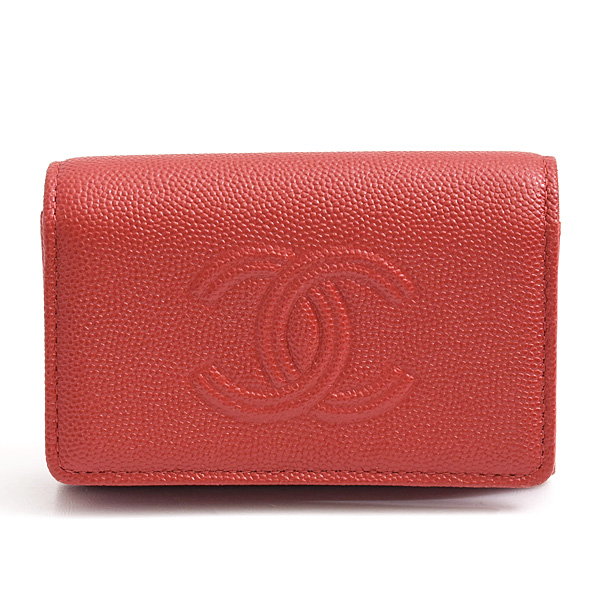 シャネル キーケース レディース ココマーク 4連キーケース キャビアスキン レッド CHANEL 中古