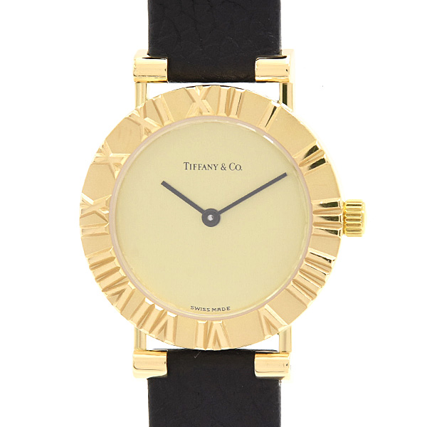 ティファニー 時計 レディース アトラス 電池式 イエローゴールド 18K TIFFANY D288.753 中古