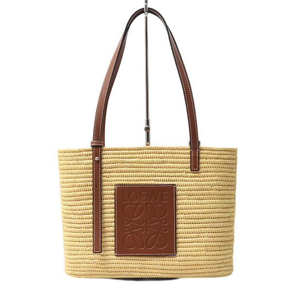 ロエベ バッグ レディース スクエア バスケット スモール カゴバッグ ショルダーバッグ ラフィア LOEWE A223099X02 中古