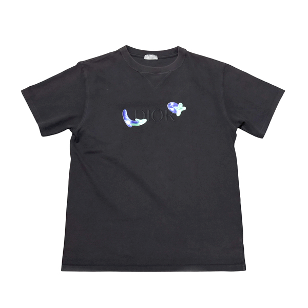 ディオール ケニーシャーフ コラボ Tシャツ 半袖 グラフィックロゴ Lサイズ ブラック クリーニング済み KENNY SHARF DIOR 中古