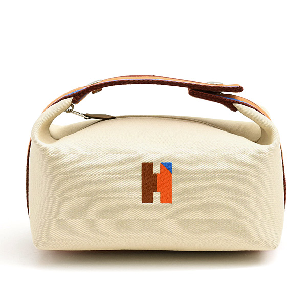 エルメス バッグ レディース ブリッドアブラックPM Hパヴィヨン ハンドバッグ ポーチ ベージュ系 コットン HERMES 中古