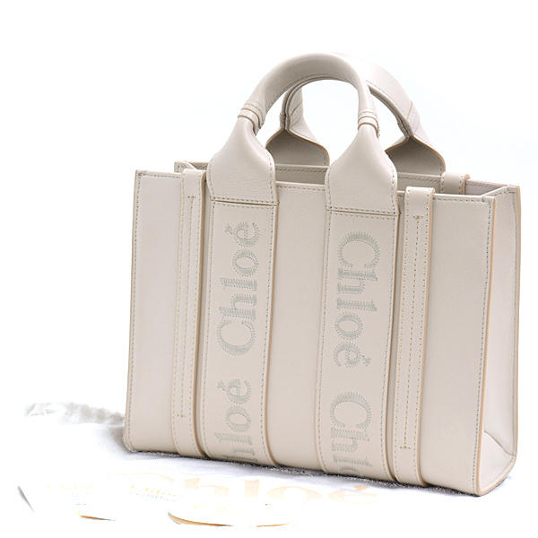 クロエ バッグ レディース バッグ ウッディ スモール トートバッグ 2WAY グレー系 カーフ Chloe CHC23US397I 中古