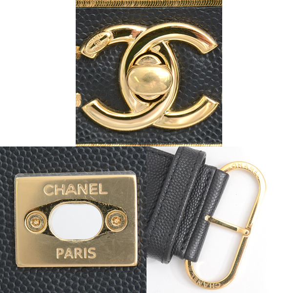 シャネル バッグ レディース ココマーク ウエストバッグ ベルトバッグ ソルド品 キャビアスキン ブラック CHANEL 中古