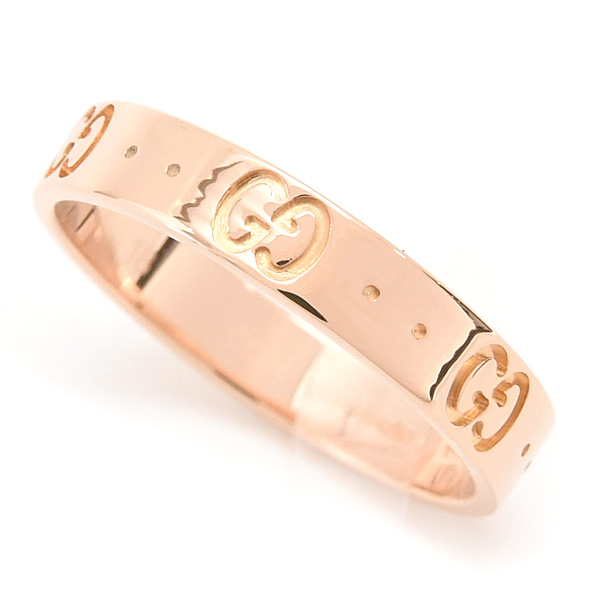グッチ 指輪 メンズ アイコン リング 18号 実寸17号強 ピンクゴールド GUCCI 750PG 中古