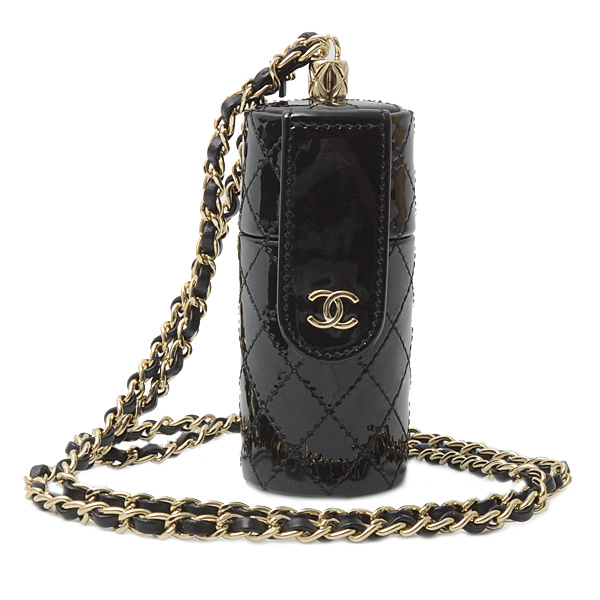 シャネル ブランド小物 レディース チェーンショルダー リップケース パテントレザー ブラック CHANEL AP1572 中古