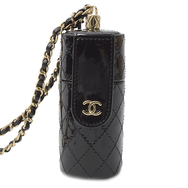 シャネル ブランド小物 レディース チェーンショルダー リップケース パテントレザー ブラック CHANEL AP1572 中古