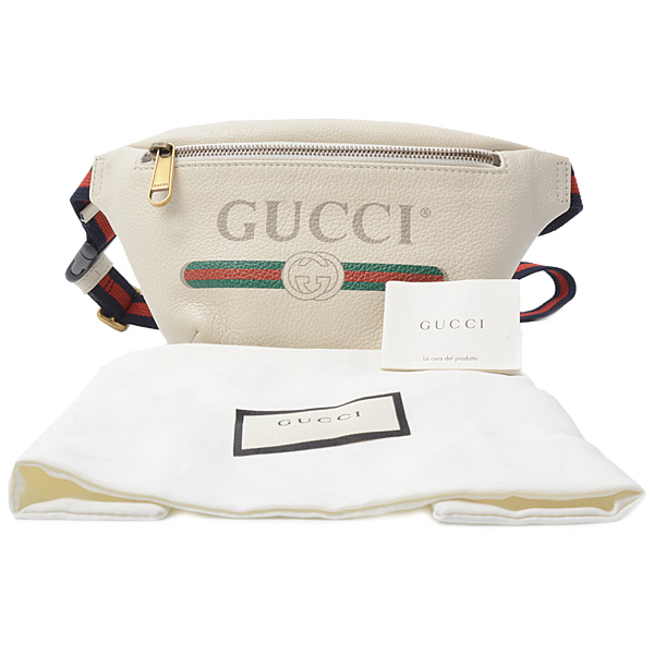 グッチ バッグ レディース プリント スモールベルトバッグ ウエストポーチ ボディバッグ レザー GUCCI 527792 中古