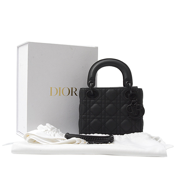 クリスチャンディオール バッグ レディース レディディオール ミディアム 2WAYバッグ ブラック Christian Dior 中古