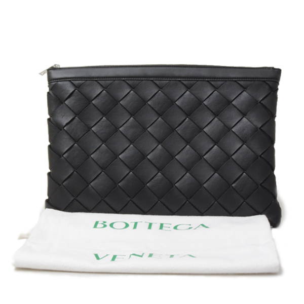 ボッテガヴェネタ バッグ メンズ イントレチャート クラッチバッグ セカンドバッグ ブラック BOTTEGA VENETA 中古