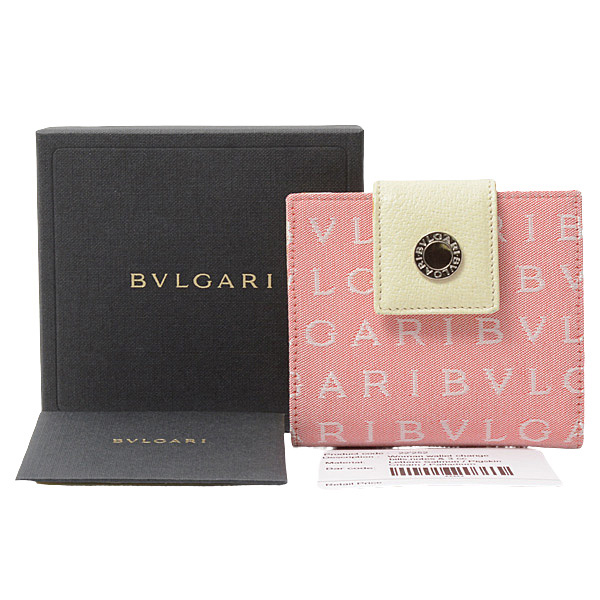 ブルガリ 財布 レディース ロゴマニア コンパクトウォレット 二つ折り財布 22241 BVLGARI 中古