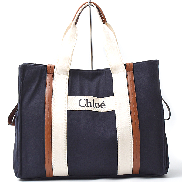 クロエ バッグ レディース クロエ キッズ マザーズバッグ トートバッグ ショルダーバッグ キャンバス ネイビー Chloe C90381 中古