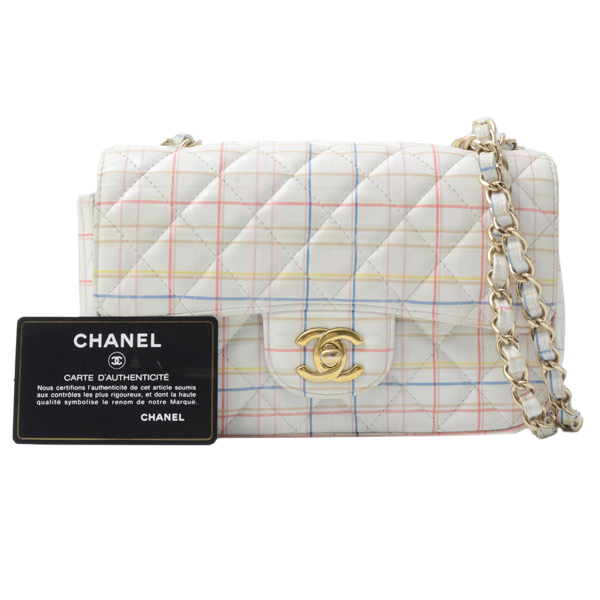 シャネル バッグ レディース マトラッセ チェーン ショルダーバッグ チェック マルチカラー CHANEL 中古