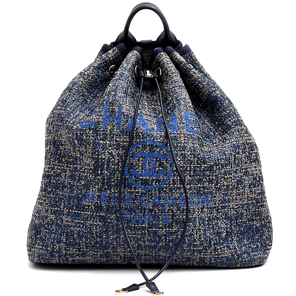 シャネル バッグ レディース ドーヴィル バックパック リュックサック ヘンプ レザー ブルー系 CHANEL A93787 中古