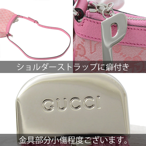 グッチ バッグ レディース GGキャンバス ハーフムーン ミニ ショルダーバッグ コラボ ピンク GUCCI 723737 中古