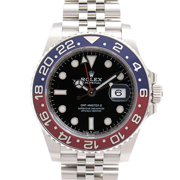 ロレックス 時計 メンズ GMTマスター2 自動巻 ランダム 青×赤ベゼル ブラック文字盤 ステンレス SS ROLEX 126710BLRO 中古