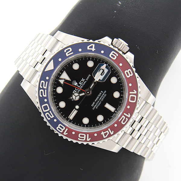 ロレックス 時計 メンズ GMTマスター2 自動巻 ランダム 青×赤ベゼル ブラック文字盤 ステンレス SS ROLEX 126710BLRO 中古