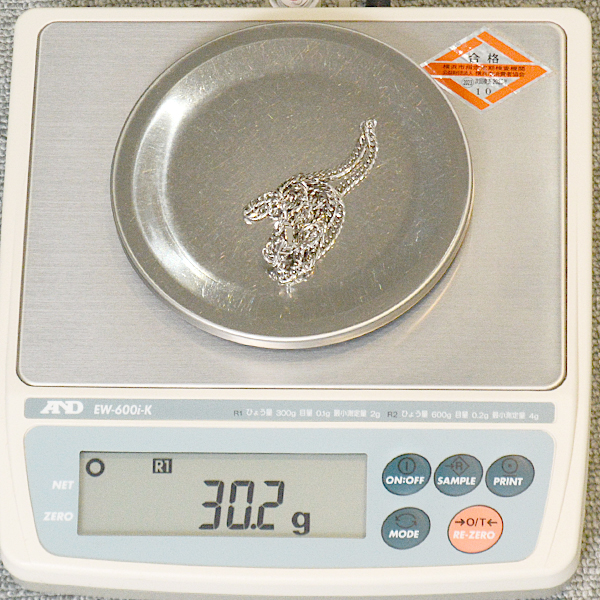 喜平 ネックレス PT850 6面カット ダブル 30g 50cm 造幣局検定刻印入 メンズ レディース チェーン プラチナ PT 中古