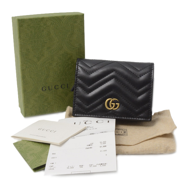 グッチ 財布 レディース ダブルG カードケース 二つ折り ミニウォレット レザー GUCCI ブラック 466492 未使用展示品