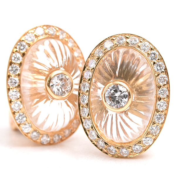 ブシュロン イヤリング レディース ロッククリスタル ダイヤモンド イヤリング イエローゴールド BOUCHERON 750YG 中古
