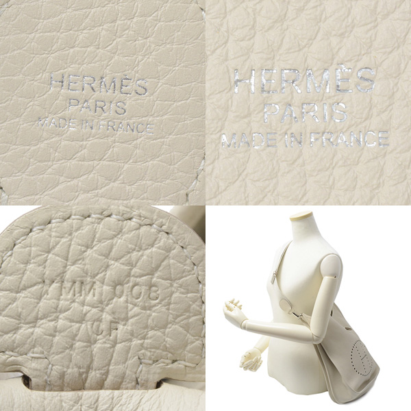 エルメス バッグ レディース トリヨンクレマンス エヴリン3 GM ショルダーバッグ オフホワイト系 HERMES Y刻印 中古