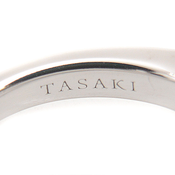 タサキ 指輪 レディース パール 2Pダイヤ リング バケットダイヤ ホワイトゴールド 8.6mm珠 D0.18ct 8号 TASAKI 750WG 中古