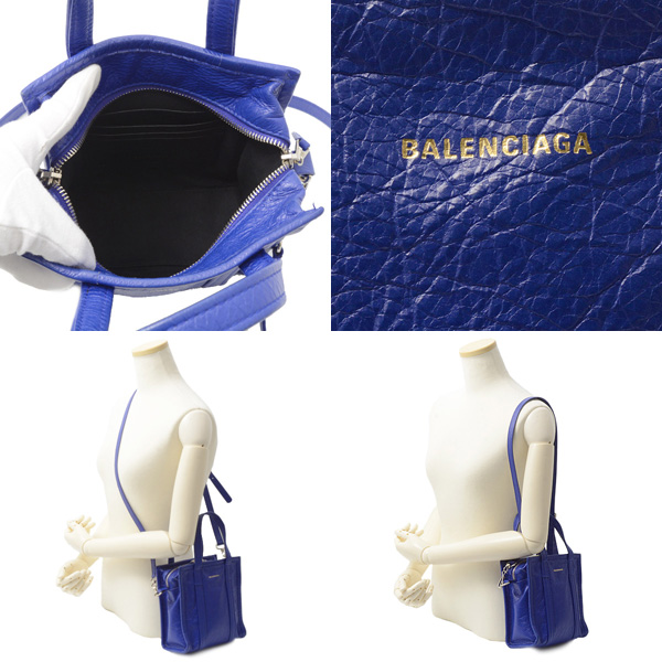 バレンシアガ バッグ レディース バザールショッパー XXS ショルダー ハンドバッグ ラムレザー ブルー BALENCIAGA 中古