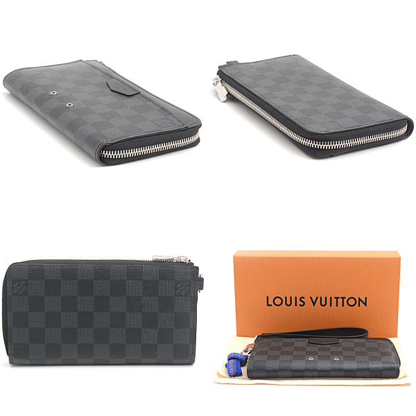 ルイヴィトン 財布 メンズ ダミエグラフィット ジッピードラゴンヌ L字ファスナー長財布 ストラップ付 Louis Vuitton N60379 中古