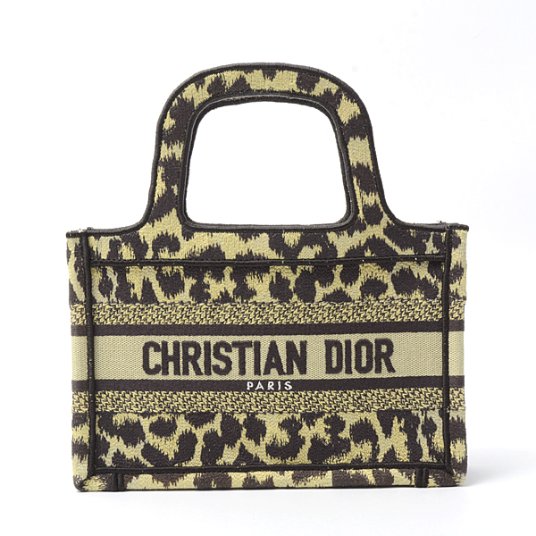 クリスチャンディオール バッグ レディース ブックトート ミニ ハンドバッグ キャンバス ヒョウ柄 Christian Dior 中古