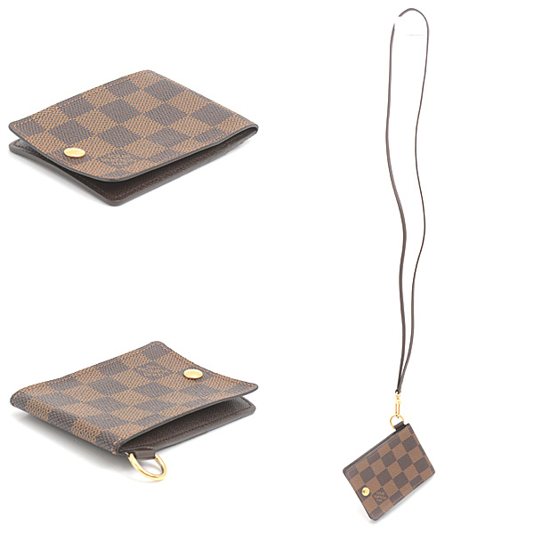 ルイヴィトン カードケース レディース ダミエ ポルトカルト ID バンドリエール 二つ折り パスケース 定期入れ Louis Vuitton N60016 中古