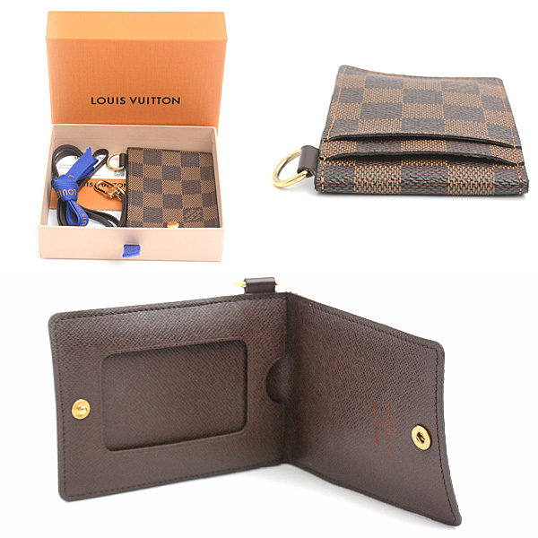 ルイヴィトン カードケース レディース ダミエ ポルトカルト ID バンドリエール 二つ折り パスケース 定期入れ Louis Vuitton N60016 中古