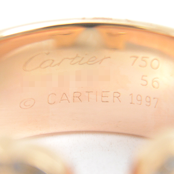 カルティエ 指輪 レディース 2C ダイヤモンド リング 56号 ゴールド Cartier 750YG×WG×PG 中古