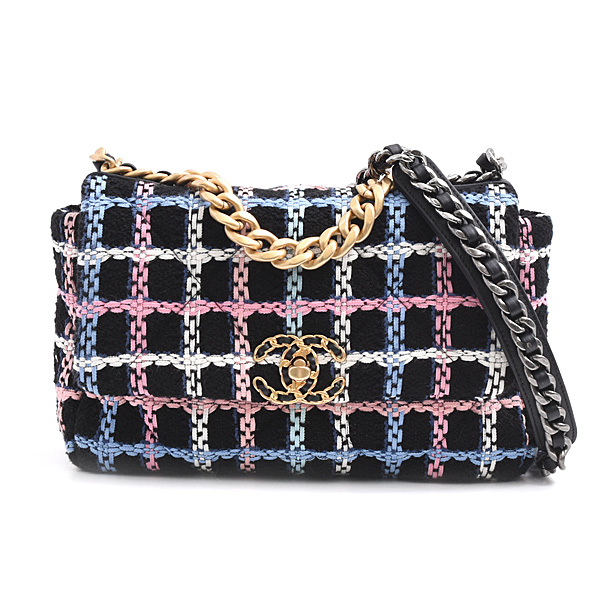 シャネル バッグ レディース シャネル19 チェーンショルダーバッグ ランダム ハンドバッグ 2WAY ツイード ブラック CHANEL 中古