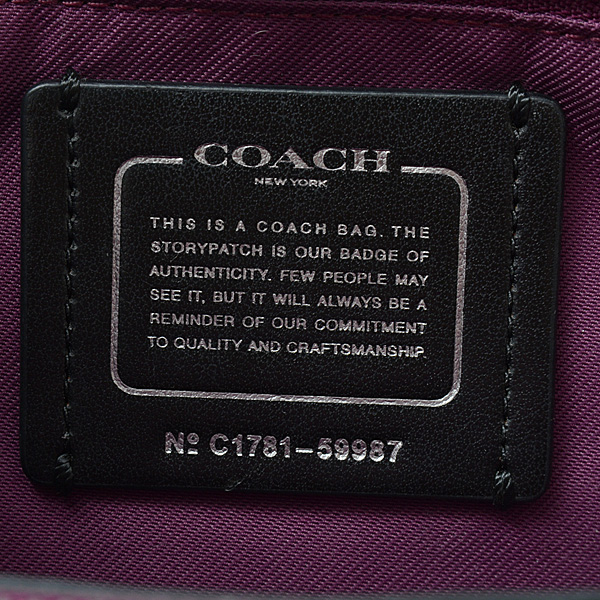 コーチ バッグ レディース 前面ポケットハンドバッグ カーフ メタリックパープル COACH 59987 中古