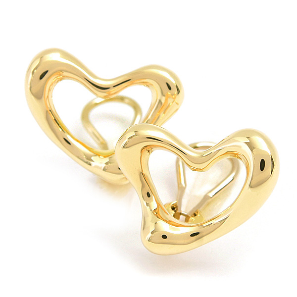 ティファニー ピアス レディース オープンハート エルサペレッティ イエローゴールド 750YG TIFFANY 中古