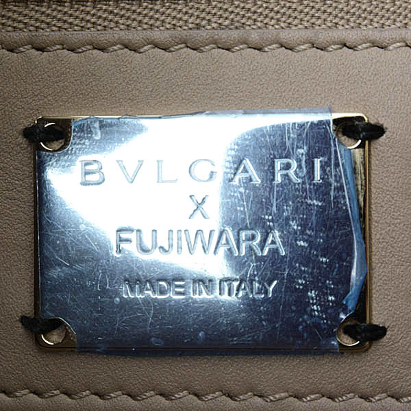 ブルガリ バッグ レディース メンズ ユニセックス トートバッグ フジワラヒロシ フラグメントコラボ カーフ ベージュ BVLGARI 中古