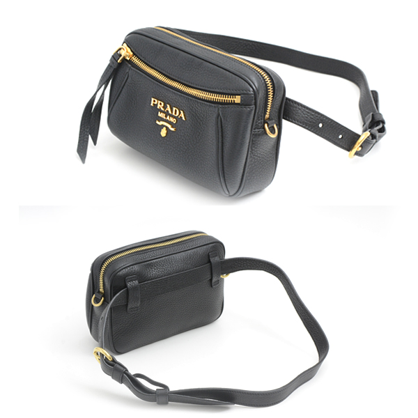 プラダ バッグ レディース 2WAY ショルダーバッグ ボディバッグ ウエストバッグ レザー ブラック 1BL006 PRADA 中古