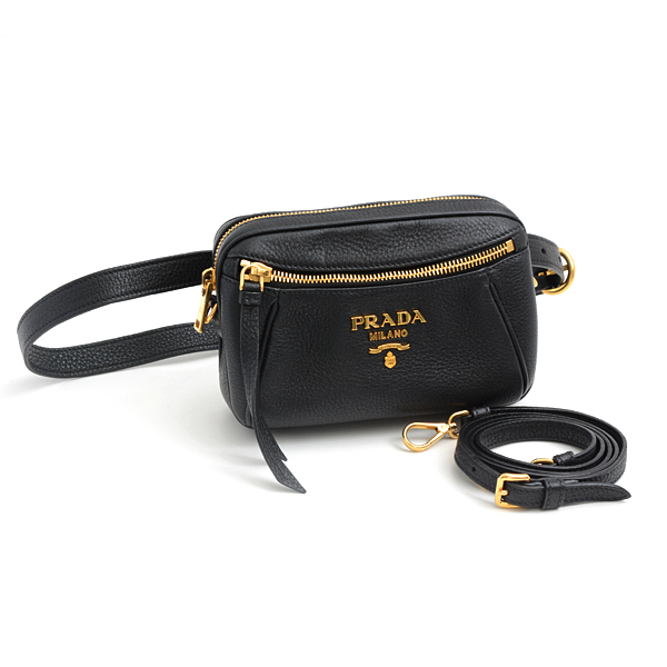 プラダ バッグ レディース 2WAY ショルダーバッグ ボディバッグ ウエストバッグ レザー ブラック 1BL006 PRADA 中古