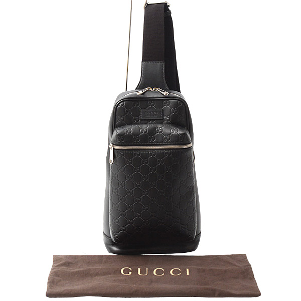 グッチ バッグ メンズ クロスボディバッグ グッチシマ ブラック GUCCI 450970 中古