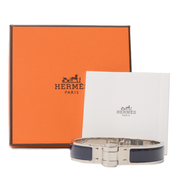 エルメス ブレスレット レディース シャルニエール PM バングル メタル ネイビー HERMES 中古