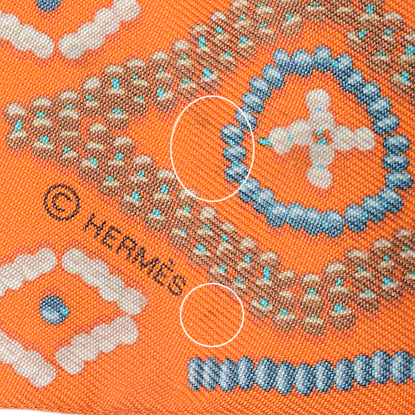 エルメス スカーフ レディース ツイリー ケリーアンペルル KELLY EN PERLES オレンジ ブルー シルク HERMES 中古